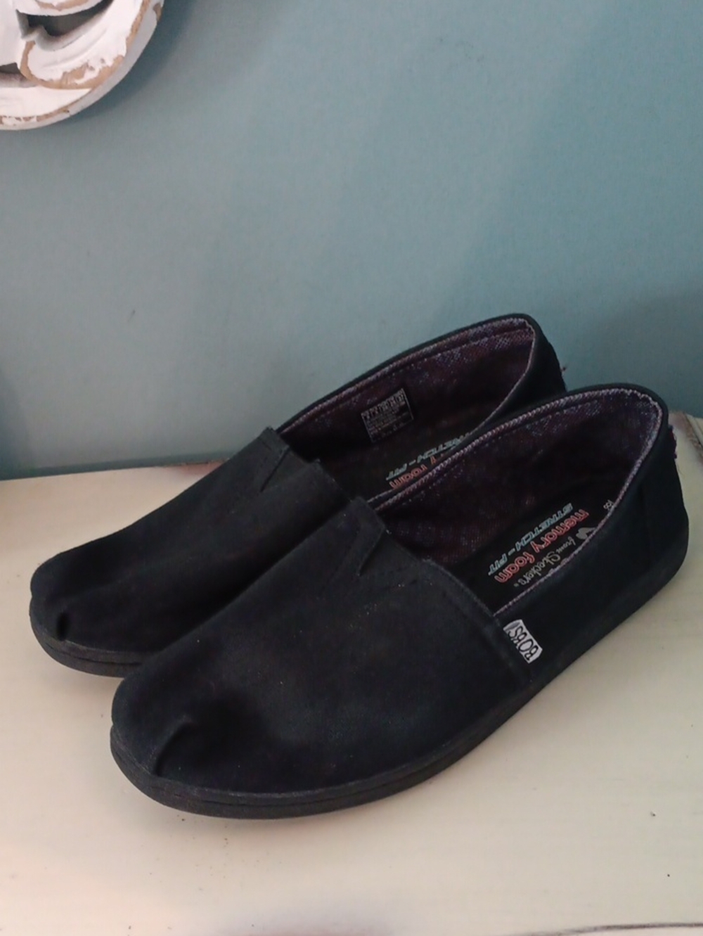 & BOBS from Skechers Black Slip-On Bliss Spring Step Canvas Extra Wide Flats